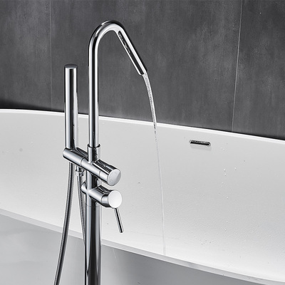 全铜浴缸水龙头落地式冷热木桶立柱盆独立淋浴花洒边立式墙上接水