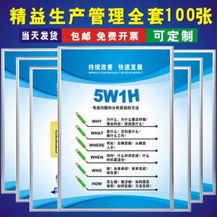 工厂车间精益文化宣传海报标语贴5W1H七大八大浪费PDCA挂图标识牌
