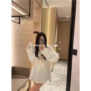 1996做2025女长袖休闲春夏上衣T恤小众内新款烫复古搭钻石纯棉旧