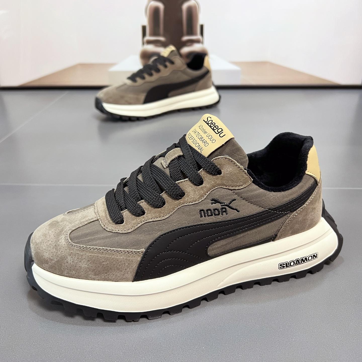 潮牌2025年冬季加绒厚底休闲鞋男士韩版潮流百搭运动鞋加棉阿甘鞋