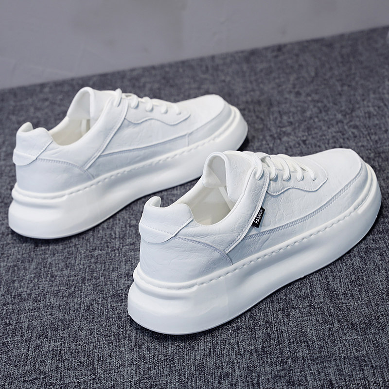 潮牌2025新款轻便软底耐磨内增高小白鞋男士韩版百搭休闲运动板鞋,流行男鞋,休闲板鞋,淘宝优惠券,粉丝福利购,淘宝优惠卷