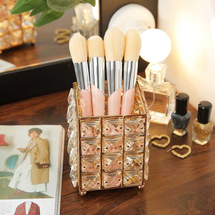 梳妆台眉笔大容量桌面水晶收纳筒