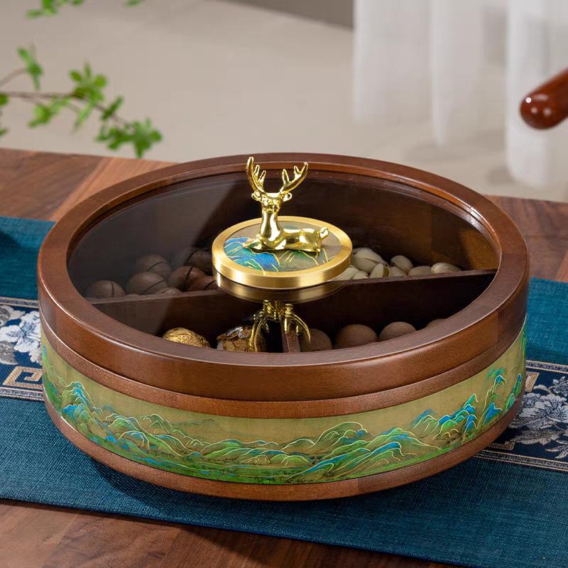 新中式实木分格水果盘