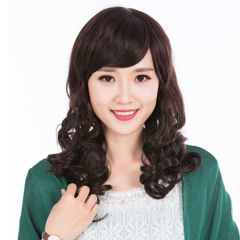 高档高档假发女中老年长卷发妈妈气质长发大波浪卷发型斜刘海短发