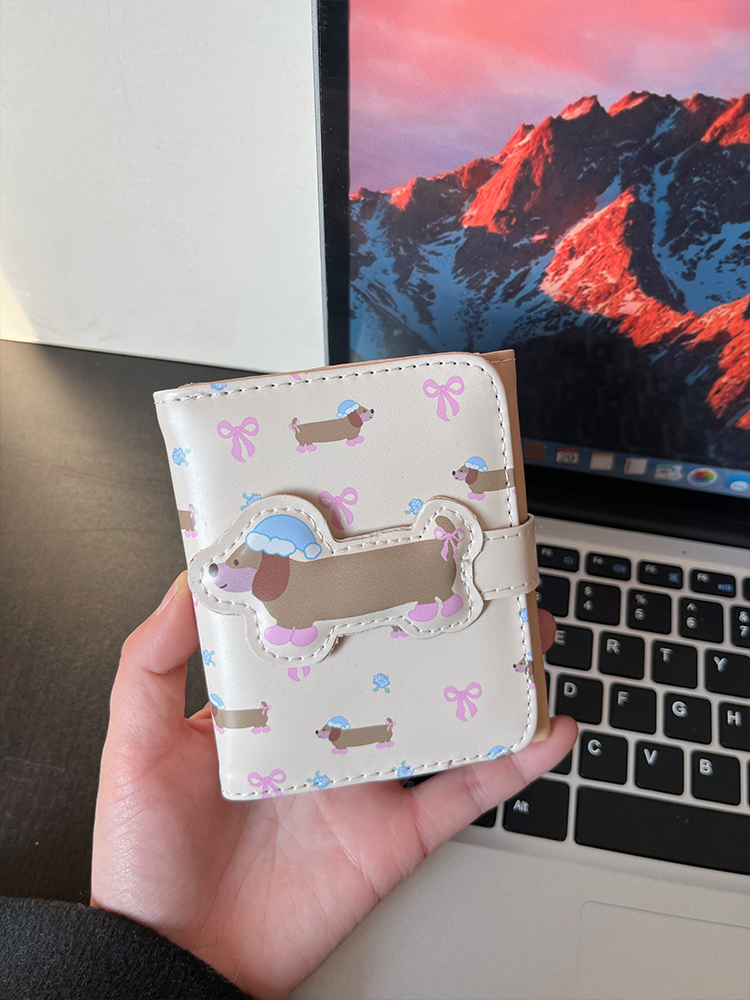 韩系碎花腊肠三折钱包