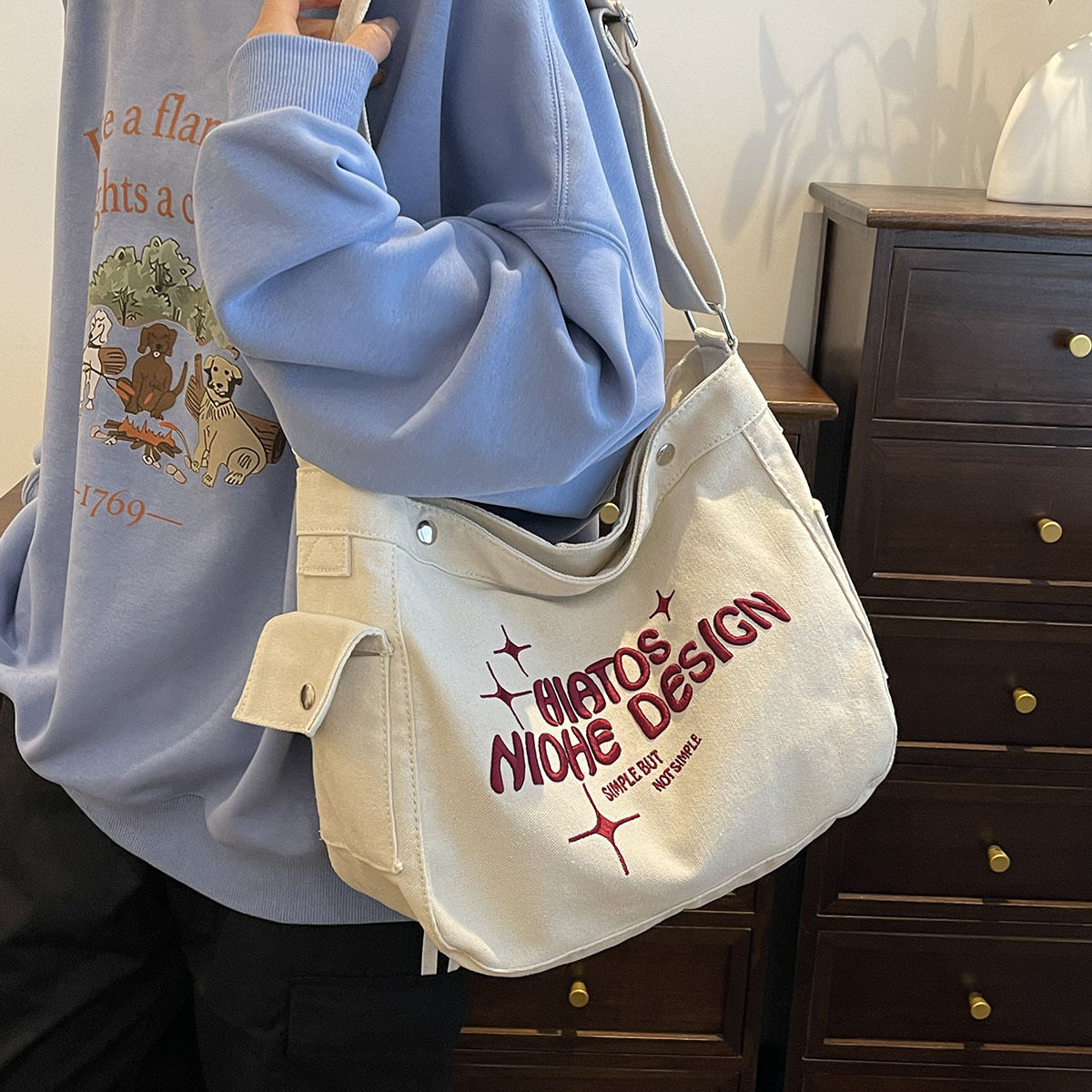 new休闲帆布包新款女手提