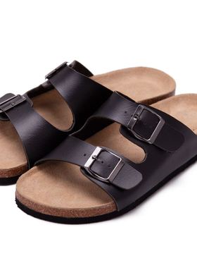 Men Fashion Cork Slippers Slides Beach Sandals Mans Male拖鞋