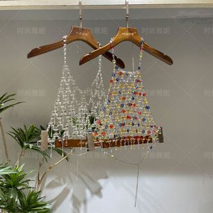 时尚 雅妮欧美彩色钻链镂空露背吊带背心亚克力披肩身体链水晶配饰