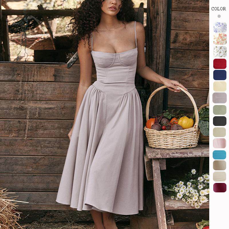 Skirt French Retro Long Dress Court Dopamine Dress Women