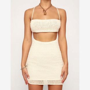 2022 summer women's new vest bag hip knitted skirt suit