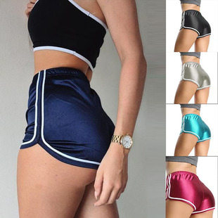 Shorts Loose Sweatpants Elastic Waist Glossy Pants