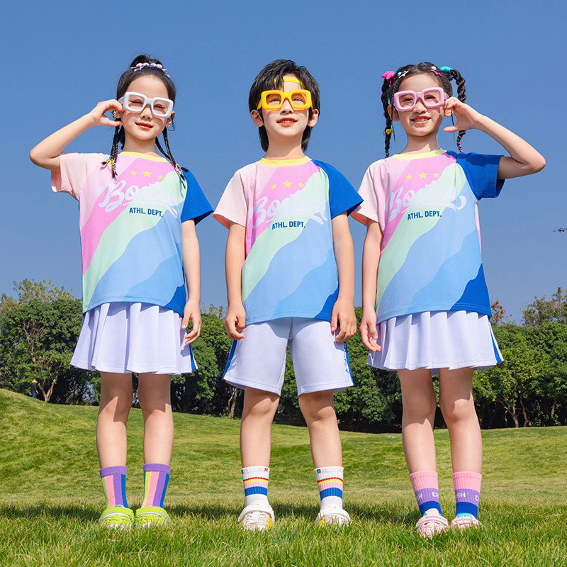 校服套装小学生夏季短袖运动会春秋幼儿园园服夏款三件套速干班服