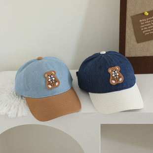 春秋新款儿童棒球帽牛仔小熊男童女童遮阳帽2-10岁鸭舌帽宝宝帽子