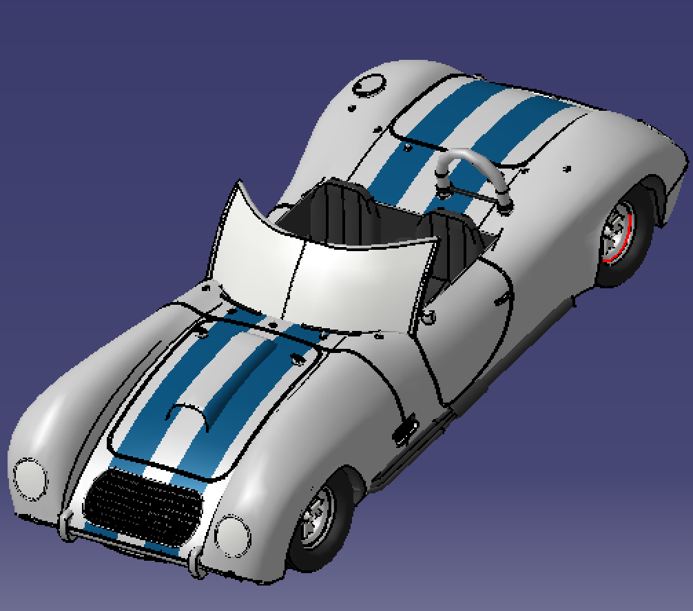 1:50复古敞篷概念轿跑车中控台内饰双座两门汽车3d三维几何数模型