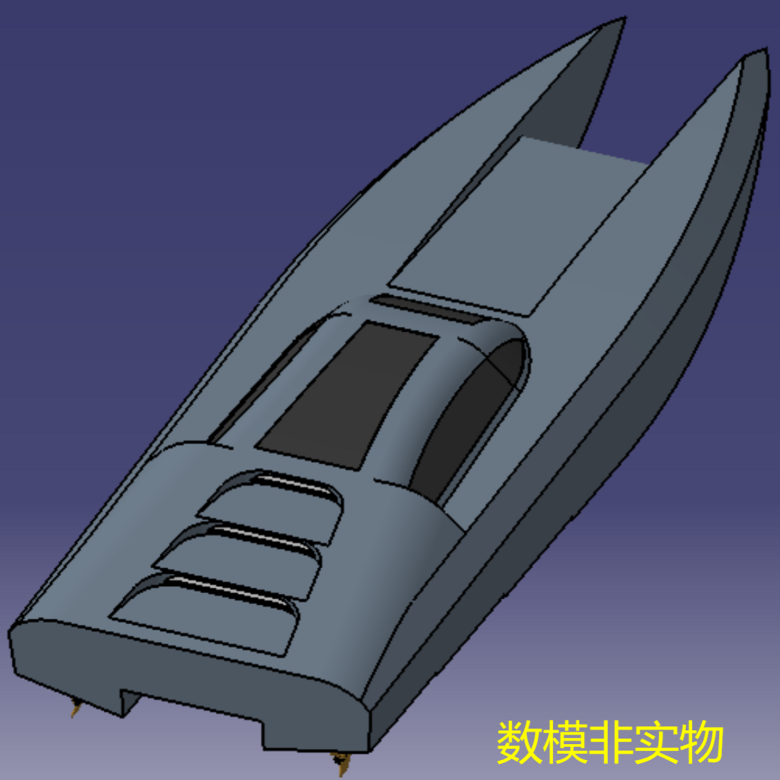 近海双体船小快艇曲面造型3d三维几何数模型图纸船舶快艇stp格式