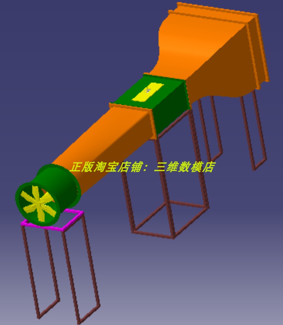 风洞试验结构造 风道实验3D 三维几何模型 数模 stp格式缩小风洞