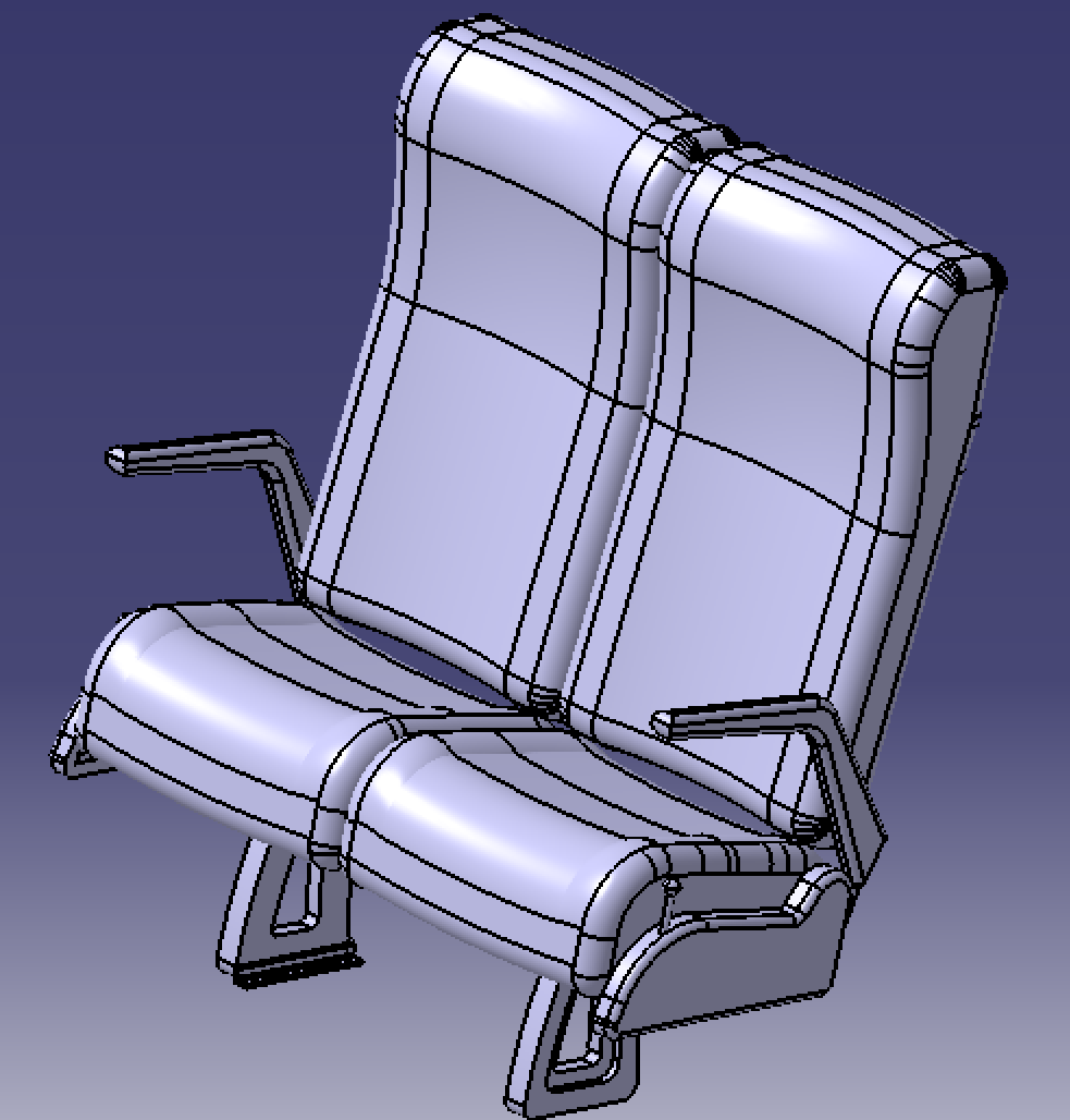 1米火车汽客车单/双座椅子软座位3d三维几何数模型solidworks含参