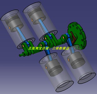 L4直列四缸发动机活塞曲柄连杆曲轴缸套Catia含参DMU运动三维模型