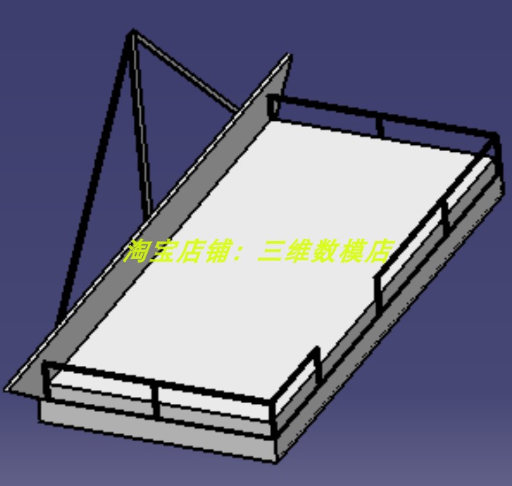 船型儿童床3D三维几何数模型stp格式床板骨架小船造形状带护栏杆