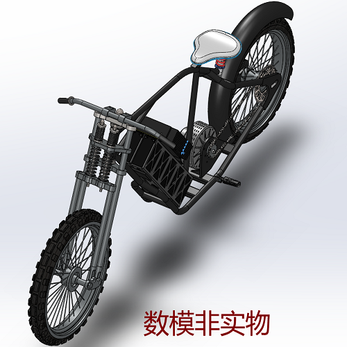 电动自行车3D三维几何数模型链条齿轮传动Solidworks工程图纸减震