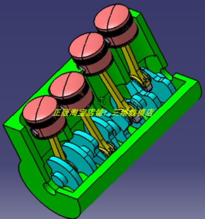 L4直列四缸发动机活塞曲轴瓦曲柄连杆缸体Catia 3D三维几何数模型