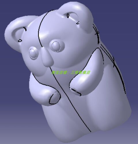 考拉熊koala玩偶三维几何数模型3D打印素材树袋熊卡拉熊stp 3dm