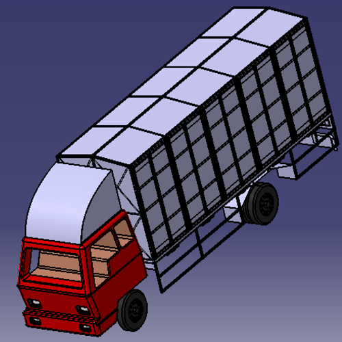 卡车汽车架货箱车身骨架Catia建模步骤3D三维几何数模型导流罩stp