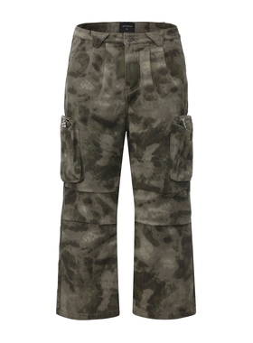 COPYPASTER 抄集 水洗做旧格纹肌理 立体口袋 迷彩工装裤休闲长裤