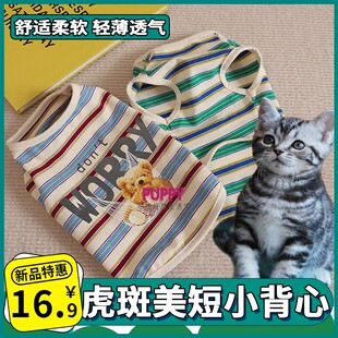 美短虎斑猫咪衣服夏天薄款透气公猫衣服帅气防掉毛猫咪小背心网纱