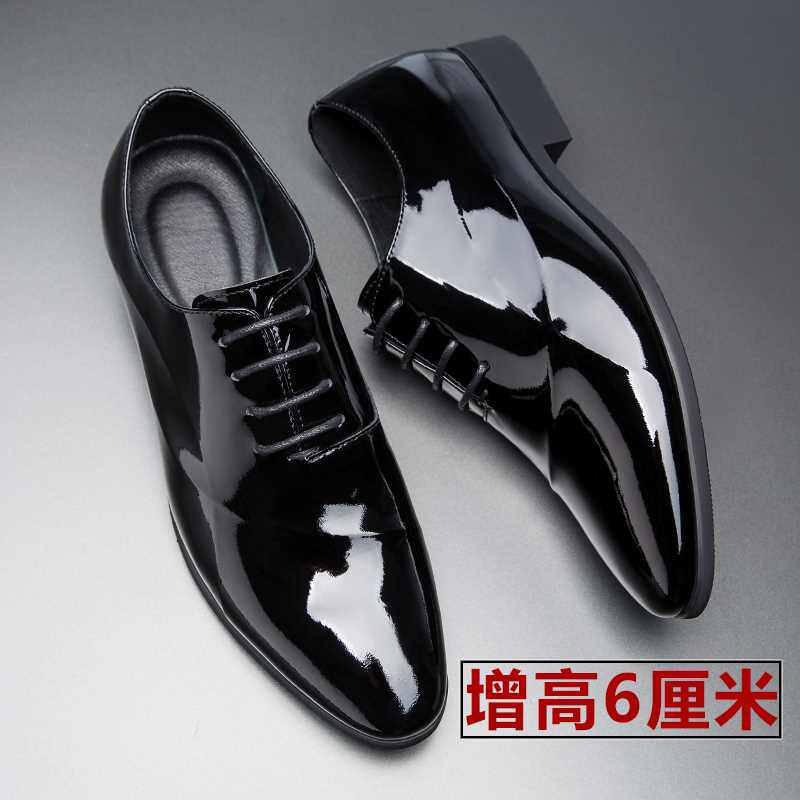 正品dtn男士正装皮鞋男亮皮增高商务真皮亮面结婚新郎鞋韩版时尚