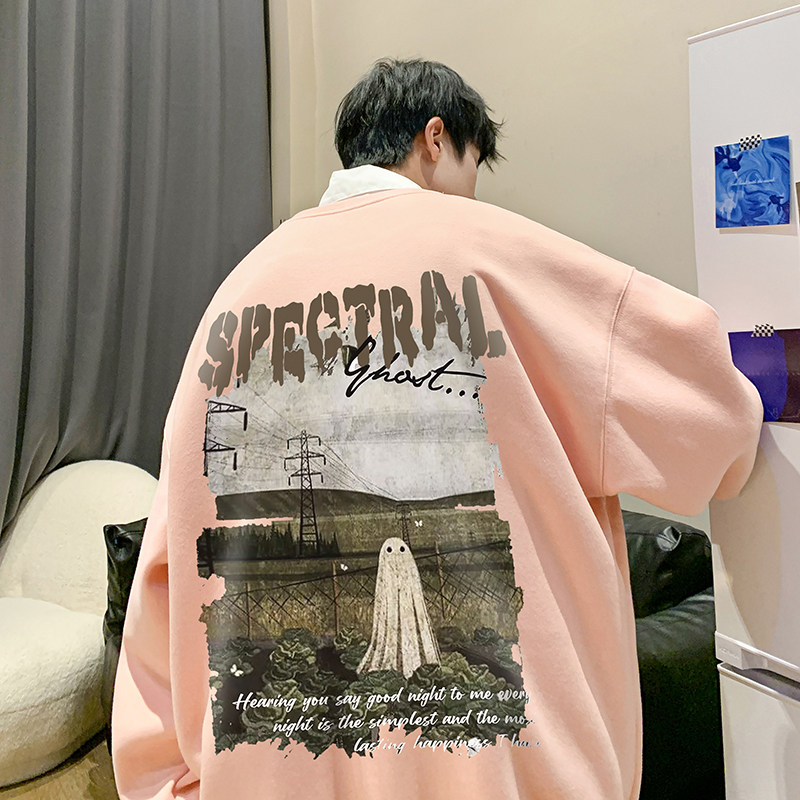 抖音供货！港风潮宽松大码涂鸦印花卫衣男潮流休闲外套WY2333-P43图片