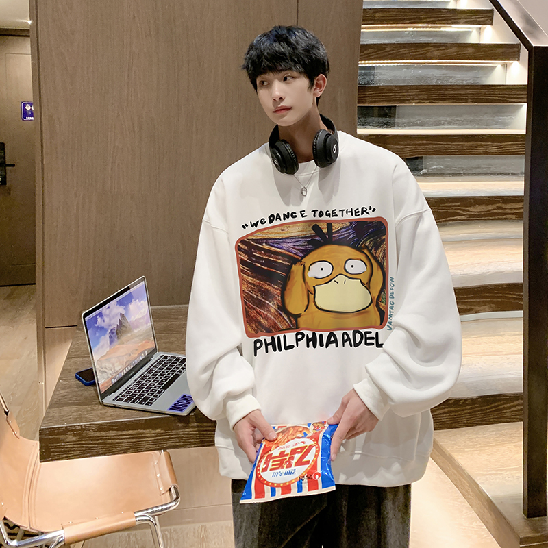 抖音供货！港风秋季卡通印花男女宽松大码情侣套头卫衣WY2261-P43，男装卫衣，电商B295