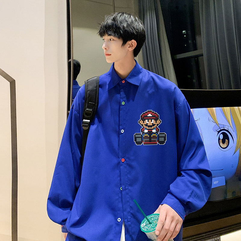 2025秋装宽松百搭衬衫男女情侣款港风长袖衬衣百搭休闲CS2322-P45,男装衬衫,电商B295