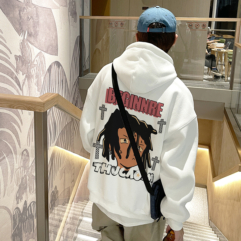 港风连帽卫衣男士秋季新款外套潮牌休闲百搭学生帽衫LM5103-P48，女装短外套，电商B295