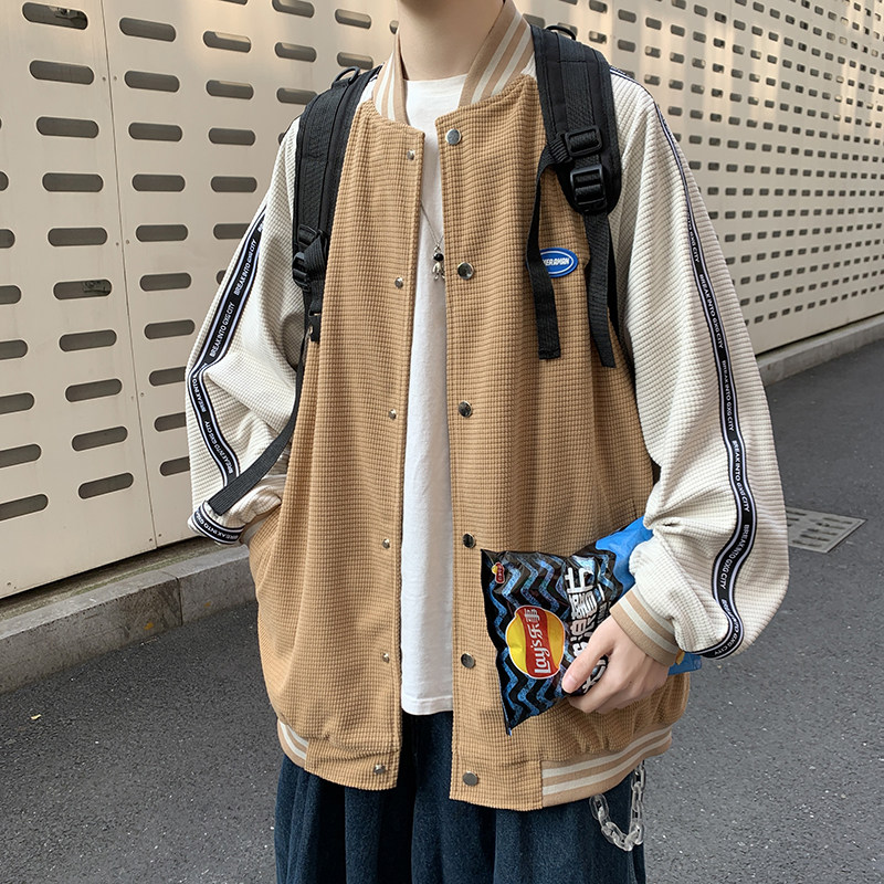 抖音供货！2025秋装新款港风拼色潮牌立领夹克男宽松外套JK33-P88图片