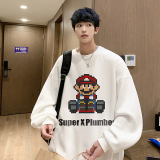 情侣装2025秋装港风潮流印花套头卫衣男女宽松学生外套WY2322-P43，女装短外套，电商B295