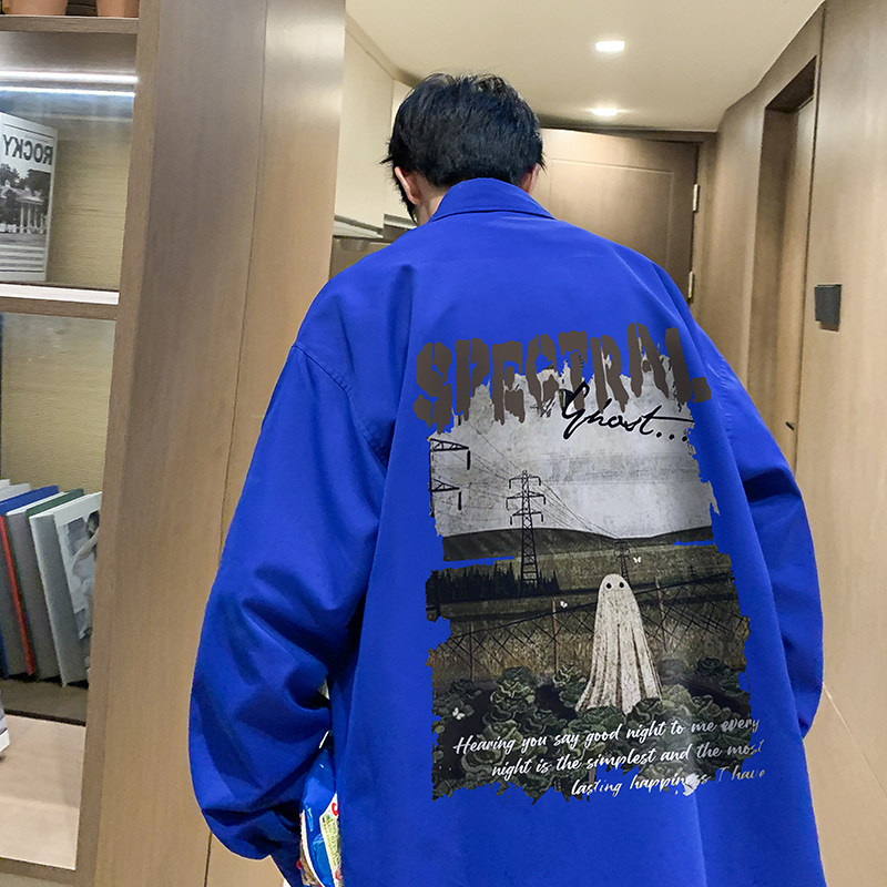 2025秋季新款克莱因蓝长袖衬衫男宽松学生衬衣上衣潮CS2333-P45图片