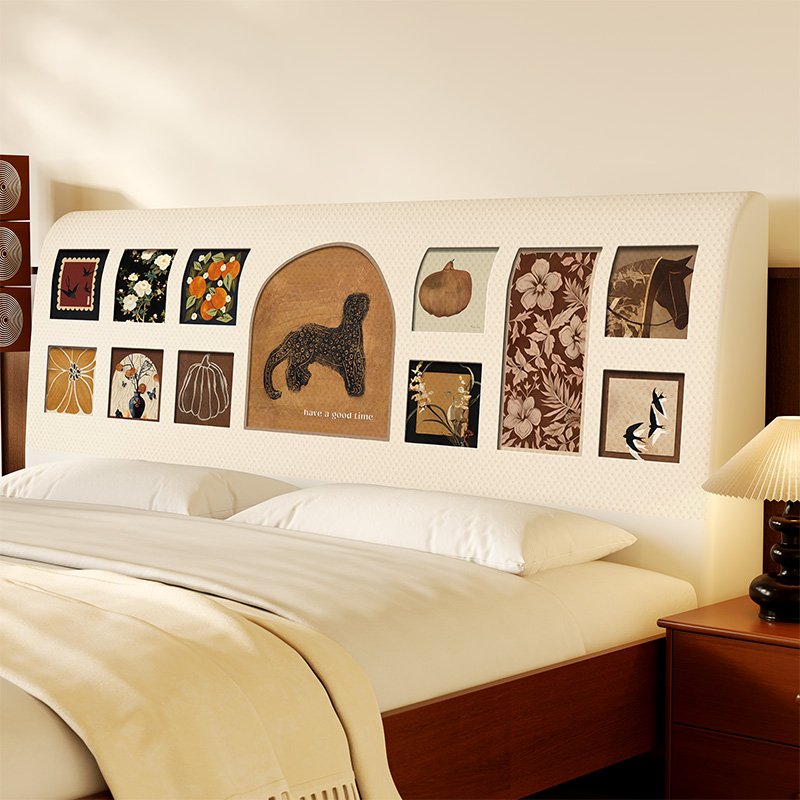 中古风床头罩软包大靠背2025新款床头专用防撞软垫靠背套罩防尘罩