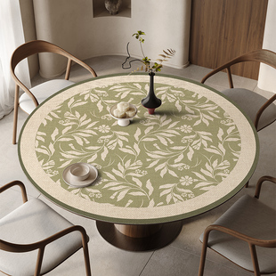 侘寂风圆桌垫防水防油防烫免洗茶几保护法式圆形桌布pvc餐桌垫子