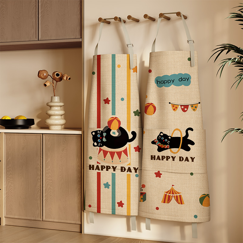 可爱卡通围裙厨房家用防水防油2025新款罩衣四季通用男女工作服