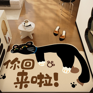 卡通猫入户门地垫进门门垫2025新款 家用防水防油防滑脚垫皮革垫子