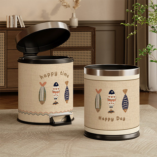 卡通垃圾桶2025新款客厅卧室厨房卫生间大容量家用卫生桶带盖纸篓