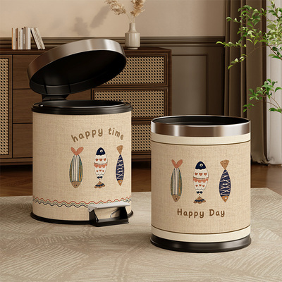 卡通垃圾桶2025新款客厅卧室厨房卫生间大容量家用卫生桶带盖纸篓