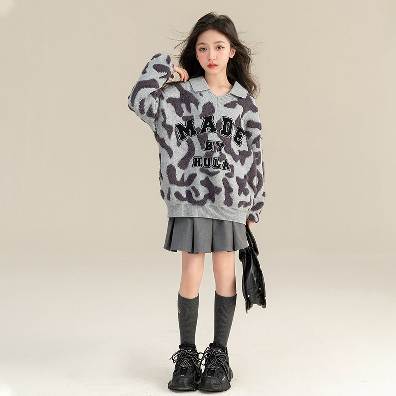 贝蒂女童大童秋季针织毛衣2026年新款儿童秋冬套头圆领洋气衫