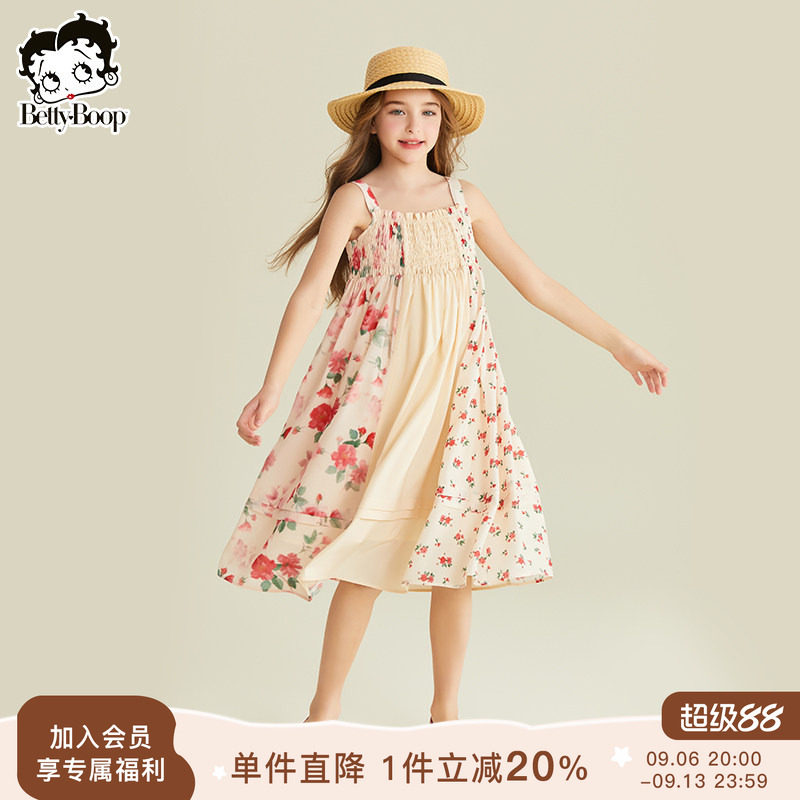 贝蒂童装女童时尚雪纺吊带连衣裙2026年夏季新品儿童中大童裙子