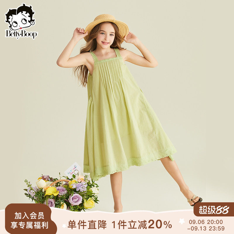 贝蒂童装女童休闲时尚吊带连衣裙2026年夏季新品儿童中大童裙子