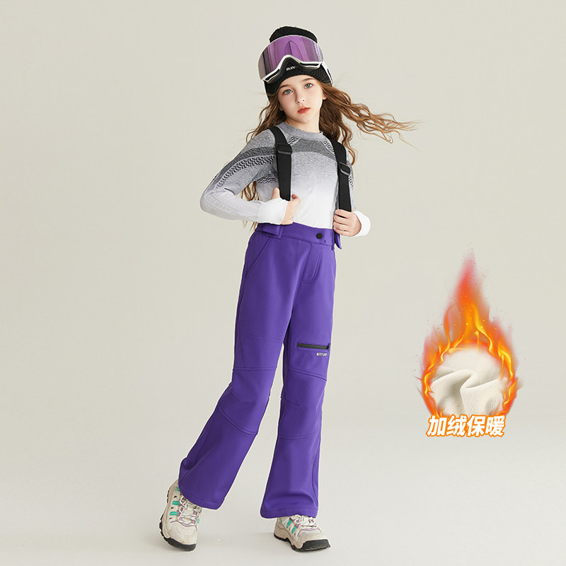 贝蒂童装女童加绒滑雪背带裤秋冬2026冬季新款大童冬款运动长裤子