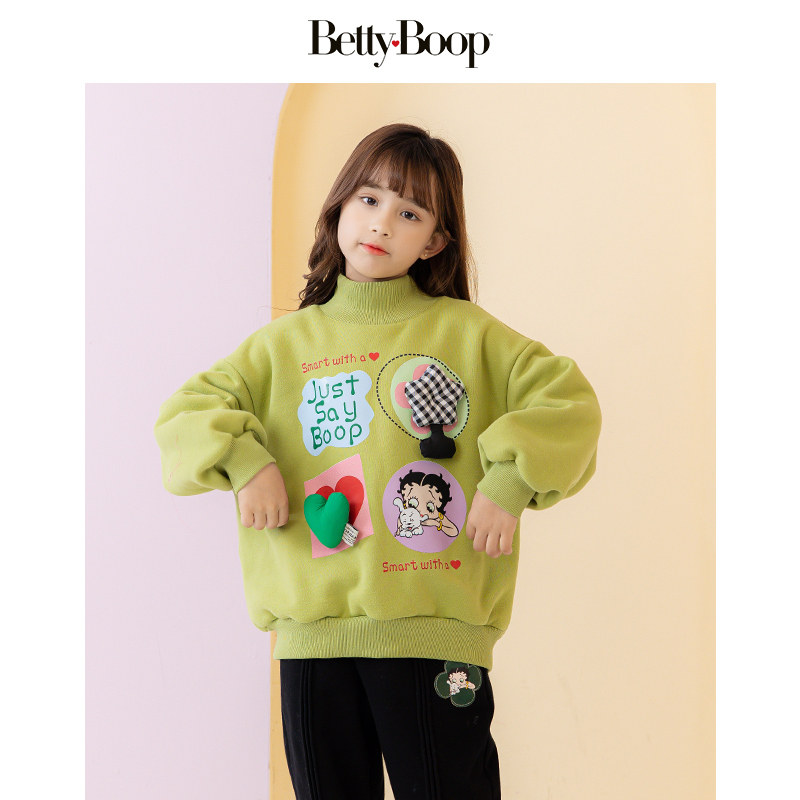 贝蒂童装女童加绒卫衣秋冬装2025新款中大童儿童韩版加厚圆领打底