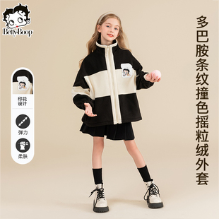贝蒂女童仿羊羔毛加厚外套冬季儿童时髦2025新款洋气摇粒绒冬上衣
