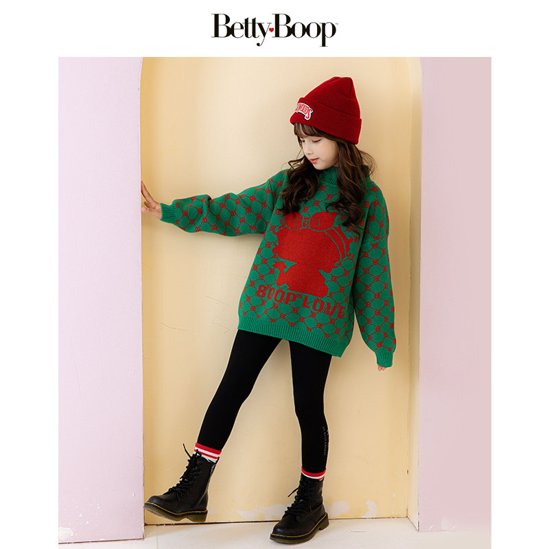 【年服系列】贝蒂女童加绒加厚毛衣2026秋季国风儿童加厚针织衫潮